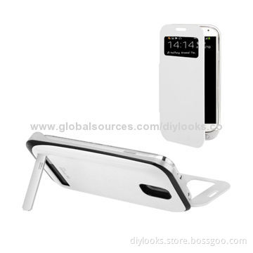 Power Bank Case with Call Display, Flip Leather, for Samsung S4, Supports Sleep/Wake-up Function
